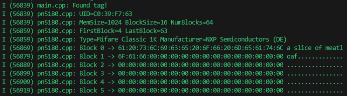 Data from Mifare Classic